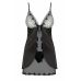 Двухслойный бэбидолл Greylita babydoll & thong черного цвета с серыми вставками