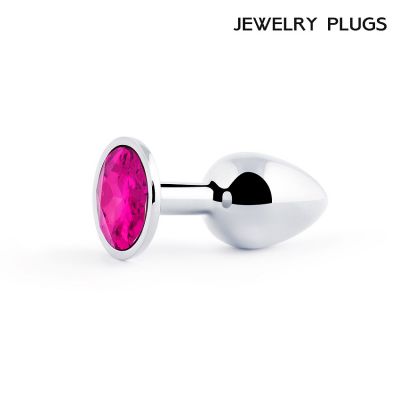 Металлическая втулка plug small цвета серебро с рубиновым кристаллом